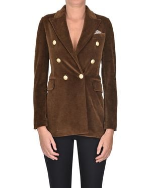 Circolo 1901 Corduroy Double-breasted Blazer - Brown