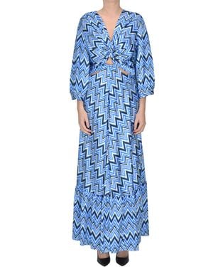 No Secrets Milano Optical Print Satin Dress - Blue