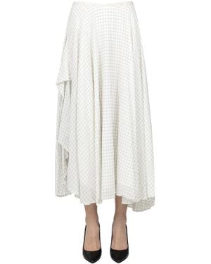 Marc Le Bihan Checked Print Asymmetric Skirt - White