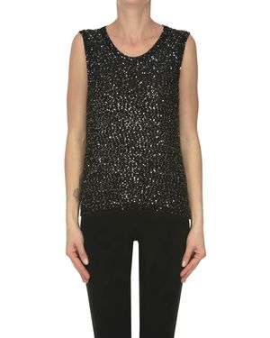 Roberto Collina Sequined Knit Top - Black