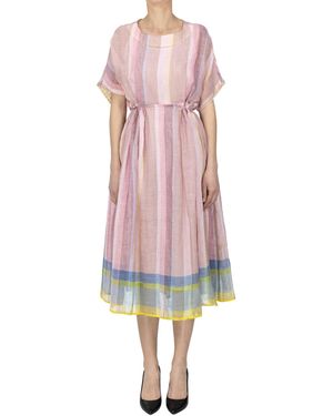 Eka Abito midi in lino a righe - Rosa