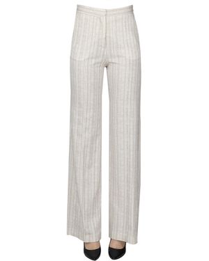 GOODMATCH Pinstriped Cotton Pants - White