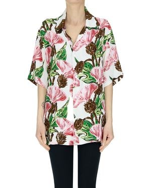 P.A.R.O.S.H. Flower Print Crepè - White