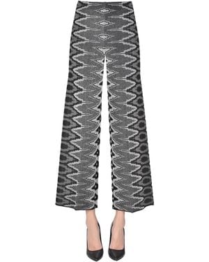 Circus Hotel Printed Lamè Knit Pants - Gray