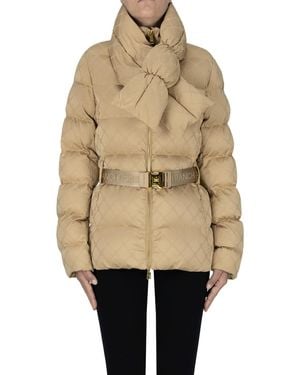 Elisabetta Franchi Quilted Eco-friendly Down Jacket - Natural