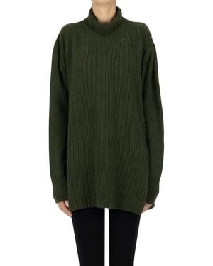 Tabaroni Cashmere Ribbed Cashmere Pullover - Green