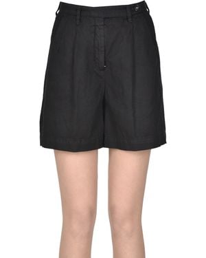 Massimo Alba Shorts in cotone e lino - Nero