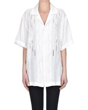 P.A.R.O.S.H. Camicia oversize in lino - Bianco