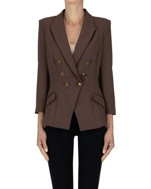 Elisabetta Franchi Slim Fit Double-breasted Blazer - Brown