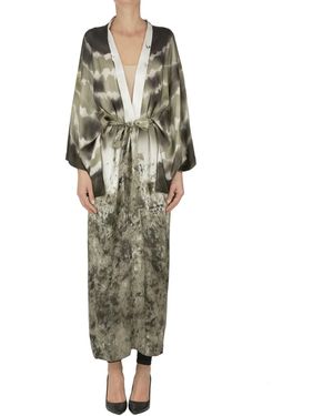 Avant Toi Printed Silk Kimono - Green