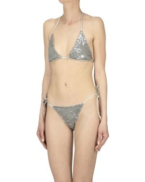 P.A.R.O.S.H. Sequined Triangle Bikini - Natural