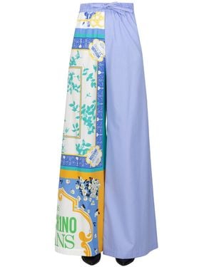 Moschino Double Print Cotton Pants - Blue