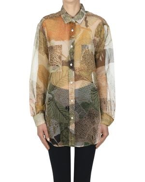 Caliban Oversized Printed Silk Shirt - Multicolor