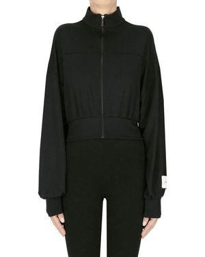 hinnominate Felpa cropped con zip - Nero