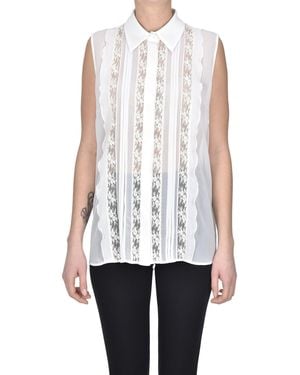 P.A.R.O.S.H. Camicia smanicata in crepè - Bianco