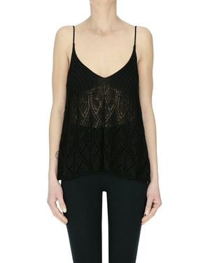 Semicouture Crochet Knit Top - Black
