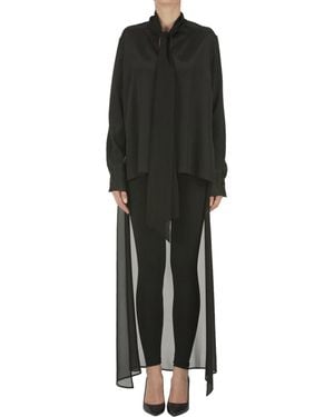 P.A.R.O.S.H. Asymmetric Silk Shirt - Black