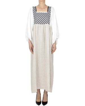 Ninaleuca Linen And Cotton Long Dress - White