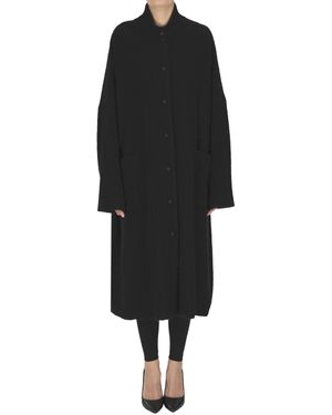 Apuntob Wool And Angora Wool Maxi Coat - Black
