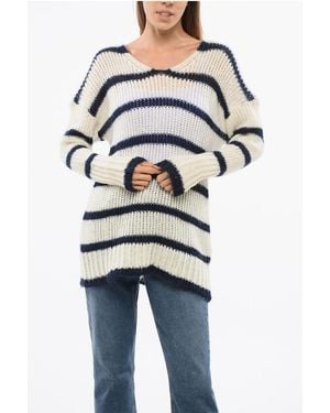 The Seafarer Striped Wool Blend Oversized Crew-Neck Jumper - Blue