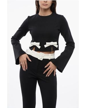 Viktor & Rolf Long Sleeved Cropped Top With Bow Details - Black