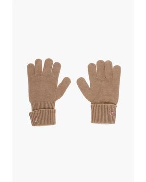 DSquared² Wool Blend Gloves With Metal Monogram - White