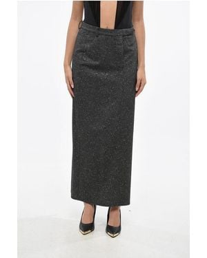 CRI.DA Metallic Effect Maxi Skirt With Split - Black