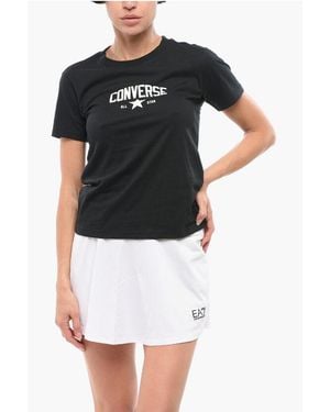 Converse All Star Crewneck Slim Fit T-Shirt With Embossed Logo - Black