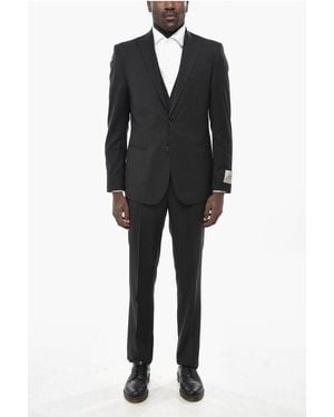 Corneliani Cc Collection Virgin Wool Three-Piece Suit With Waistcoat, T - Black