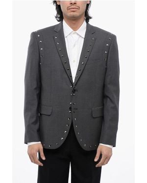 John Richmond Virgin Wool Nusetto Blazer With Stud Details - Grey