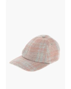 Ami Paris Tartan Wool Baseball Cap - Pink