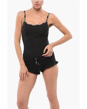 DSquared² Stretch Cotton Tank Top With Logoed Details - Black
