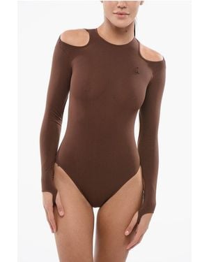 ANDREADAMO Stretch-Fabric Bodysuit With Cut-Out Details - Brown