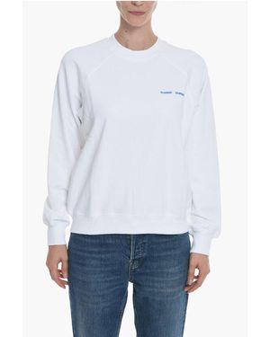 Samsøe & Samsøe Fleeced Cotton Gitta Crew-Neck Sweatshirt With Embroidered L - White