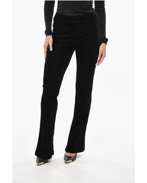 Avenue Montaigne Corduroy Bootcut Trousers With Elastic Waistband - Black