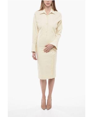 Bally Cotton Shirt Dress With Buttoned Side Split - Natural