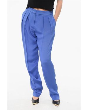 Armani Silk Trousers With Pleats - Blue
