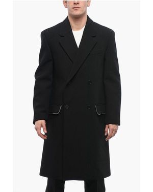 Off-White c/o Virgil Abloh Double-Breasted Zip Around Virgin Wool Coat - Black