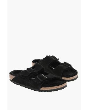 Birkenstock Suede Arizona Sandals With Shearling Inner - Black
