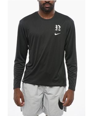 Nike Swim Long Sleeve Dri-Fit Hydrogua Crew-Neck T-Shirt - Black