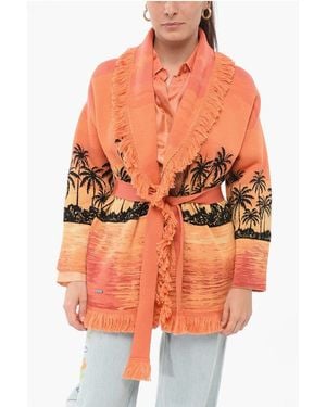 Alanui Jacquard Kerala Sunset Cardigan - Orange