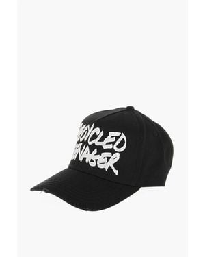 DSquared² Solid-Color Baseball Cap Recycled Teenager With Craquelé-Eff Size One - Black