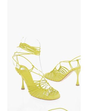 Bottega Veneta Soft-Leather Dot Sandals With Crossover Strap Detailing - Yellow