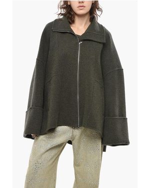 Quira Wool Blend Coat With Front Zip - Green