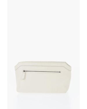 The Row Textured Leather Terrasse Pouch With Zipped Closure - Natural