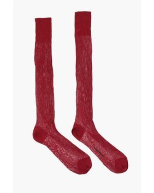 DSquared² Ribbed Silk Long Socks - Red