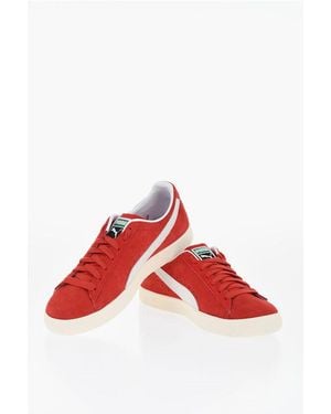 PUMA Suede Clyde Og Low-Top Trainers With Golden Effect Logo - Red