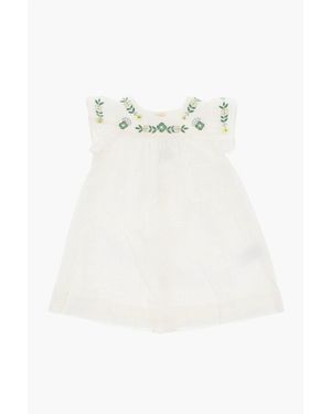 Bonpoint Cotton Dress With Floral Embroideries - White
