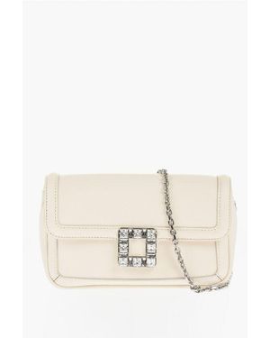 Roger Vivier Leather Jeu De Fille Shoulder Bag With Crystals Embellished - Natural