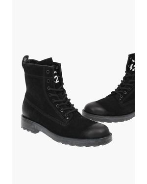 DIESEL Leather D-Throuper Dbb Zc Combact Boots - Black